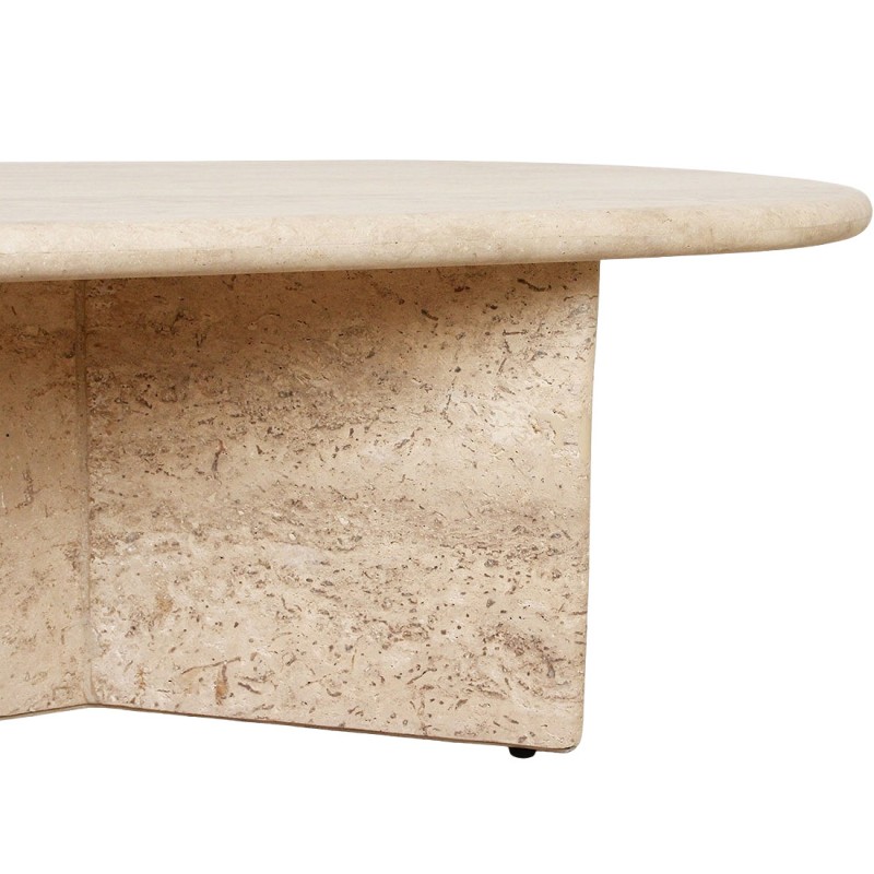 TRAVERTIN CAFE TABLE OVAL NATURAL 140 - CAFE, SIDE TABLES